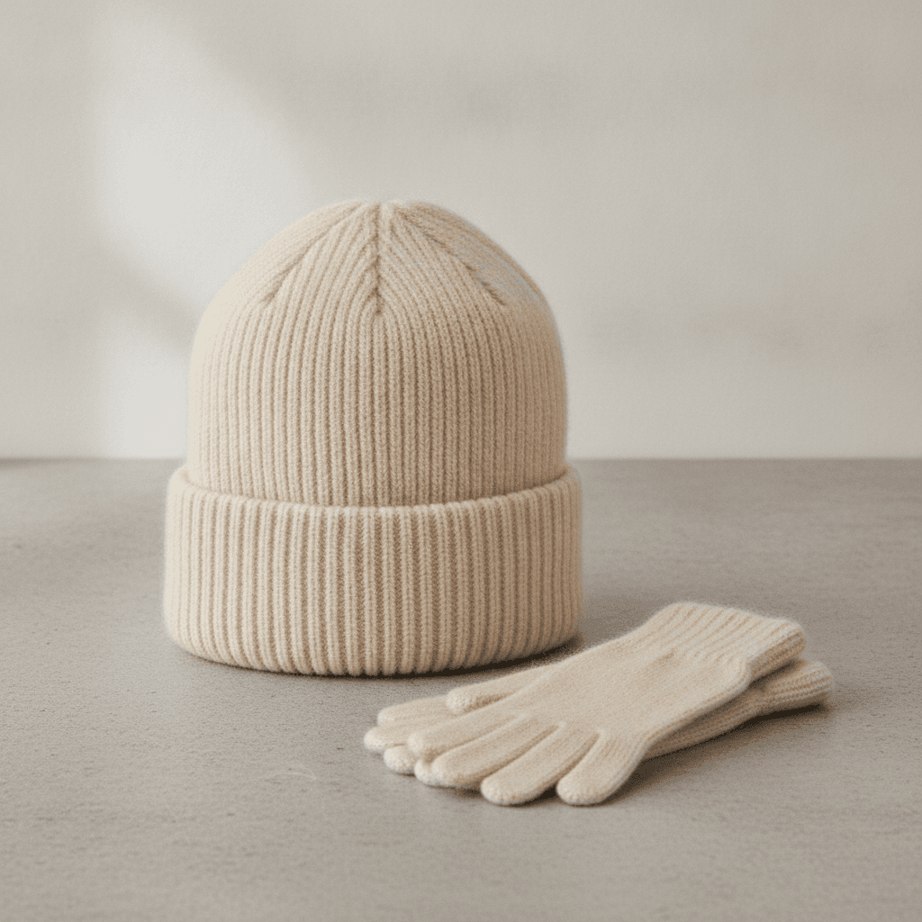 Bonnet et Gants en Cachemire Douceur - Beige