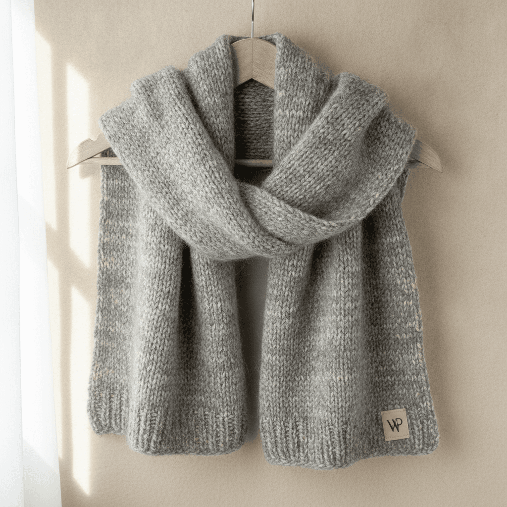 Écharpe d'Hiver en Laine et Alpaga Cocon - Gris chiné
