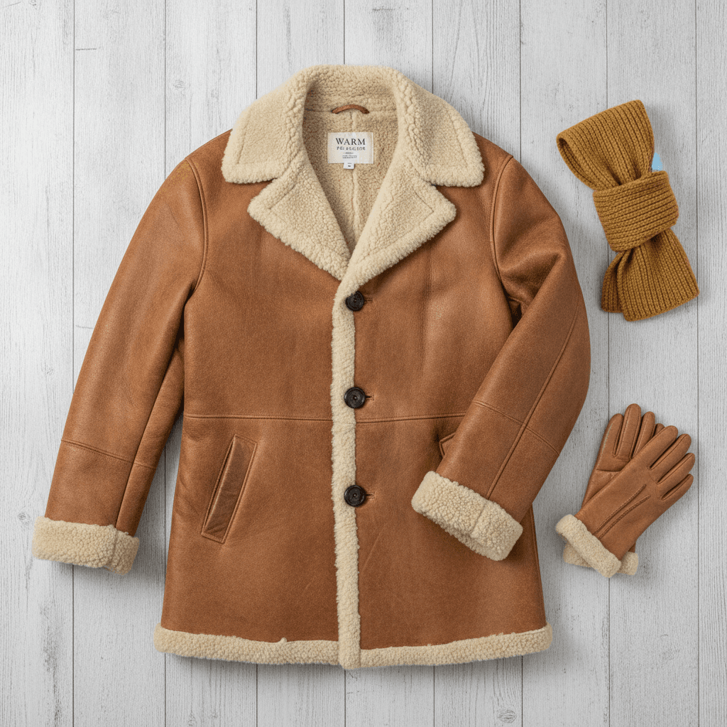 Manteau Vintage en Peau Retournée d'Espagne - Camel