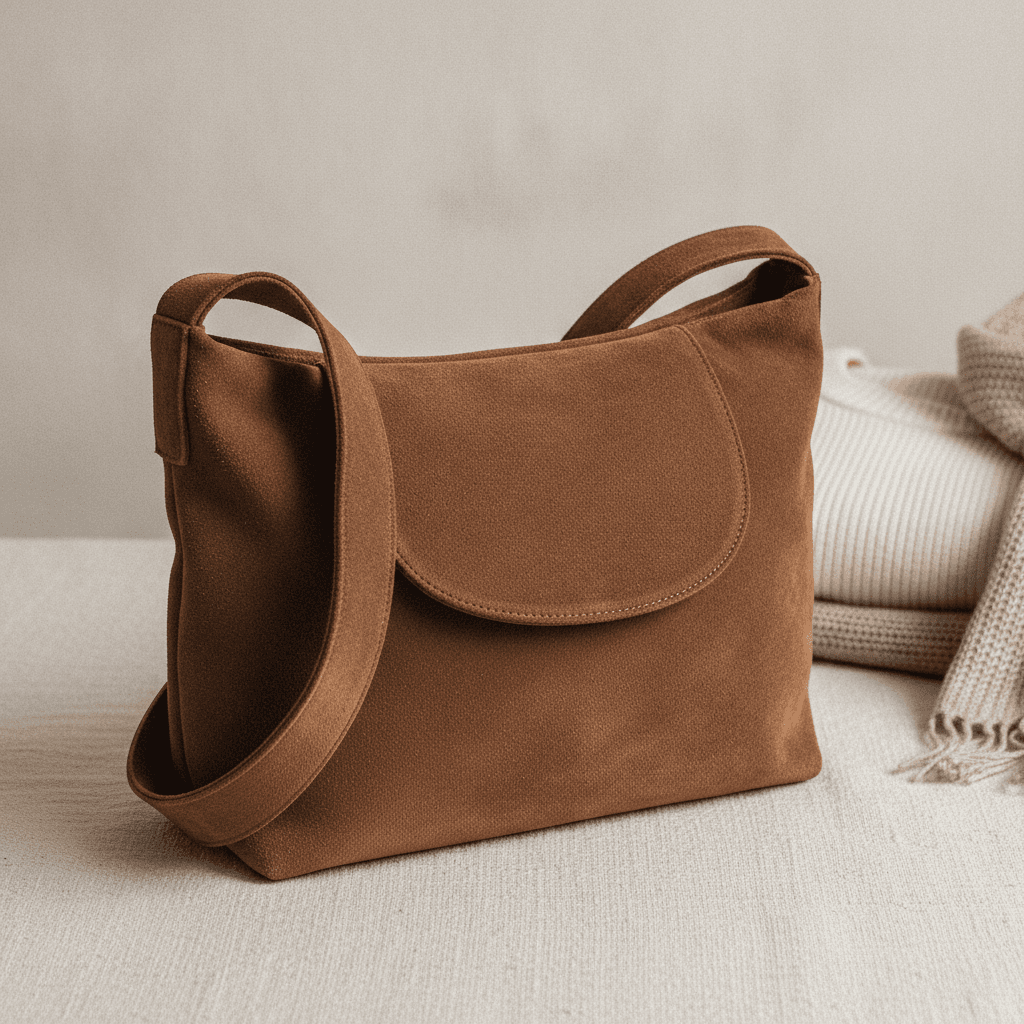 Sac Besace en Daim Chocolat Nomade