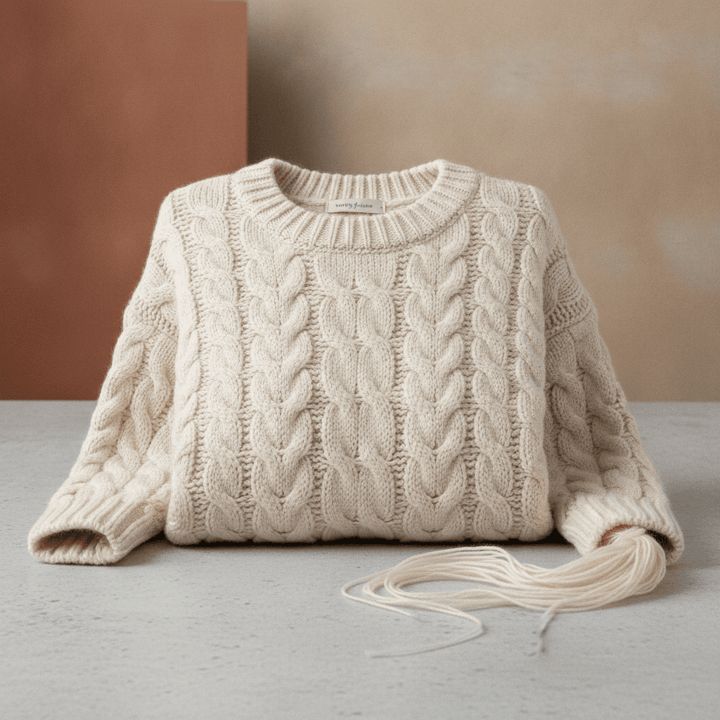 Pull Oversize en Maille Torsadée Nuage - Écru