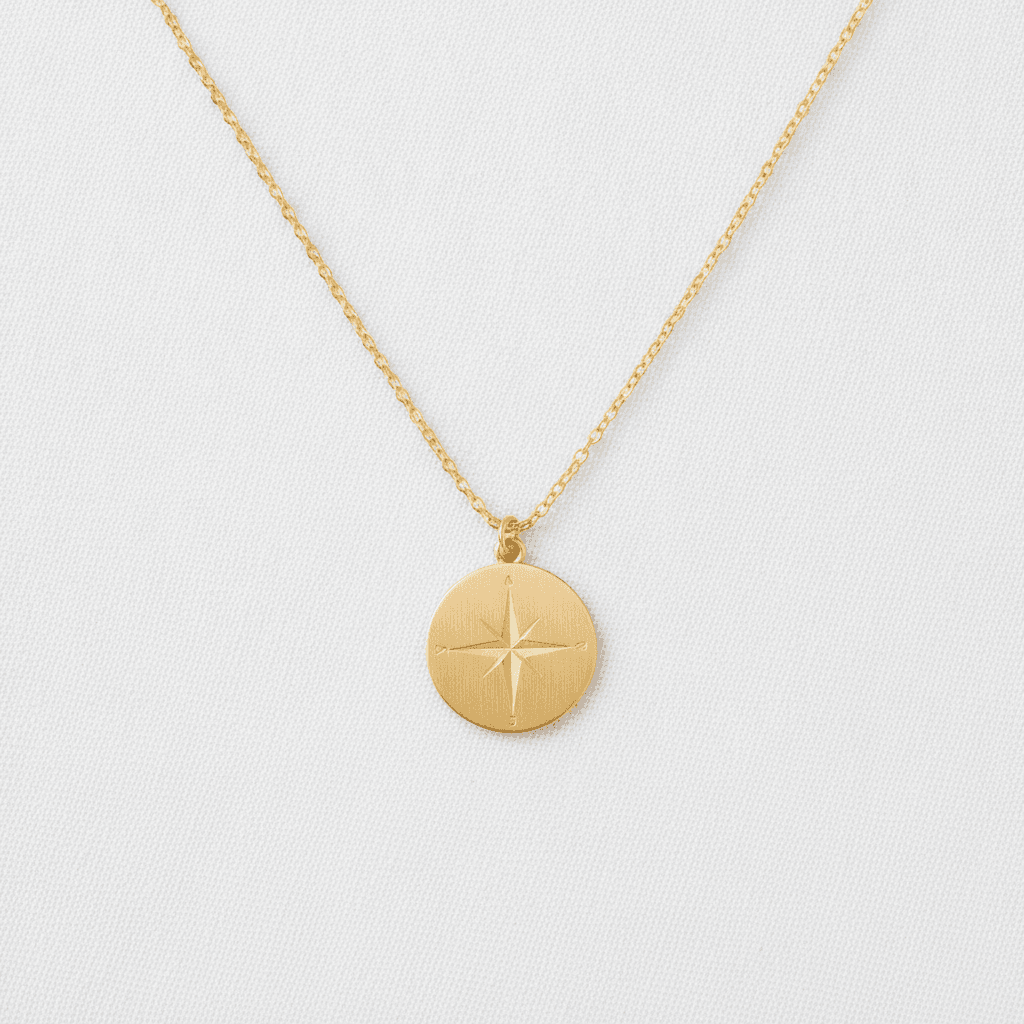 Collier Pendentif Médaille Ronde - Doré