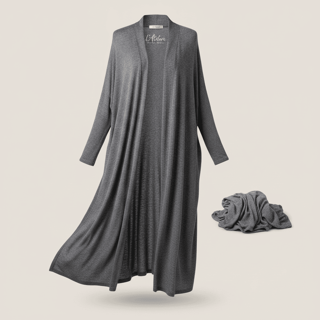 Cardigan Long sans Boutons - Gris anthracite