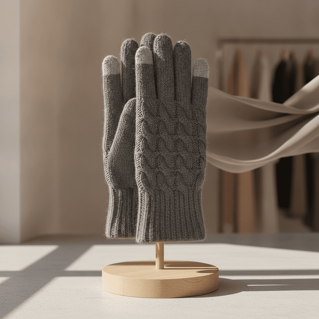 Gants en Maille Tactile - Gris moyen