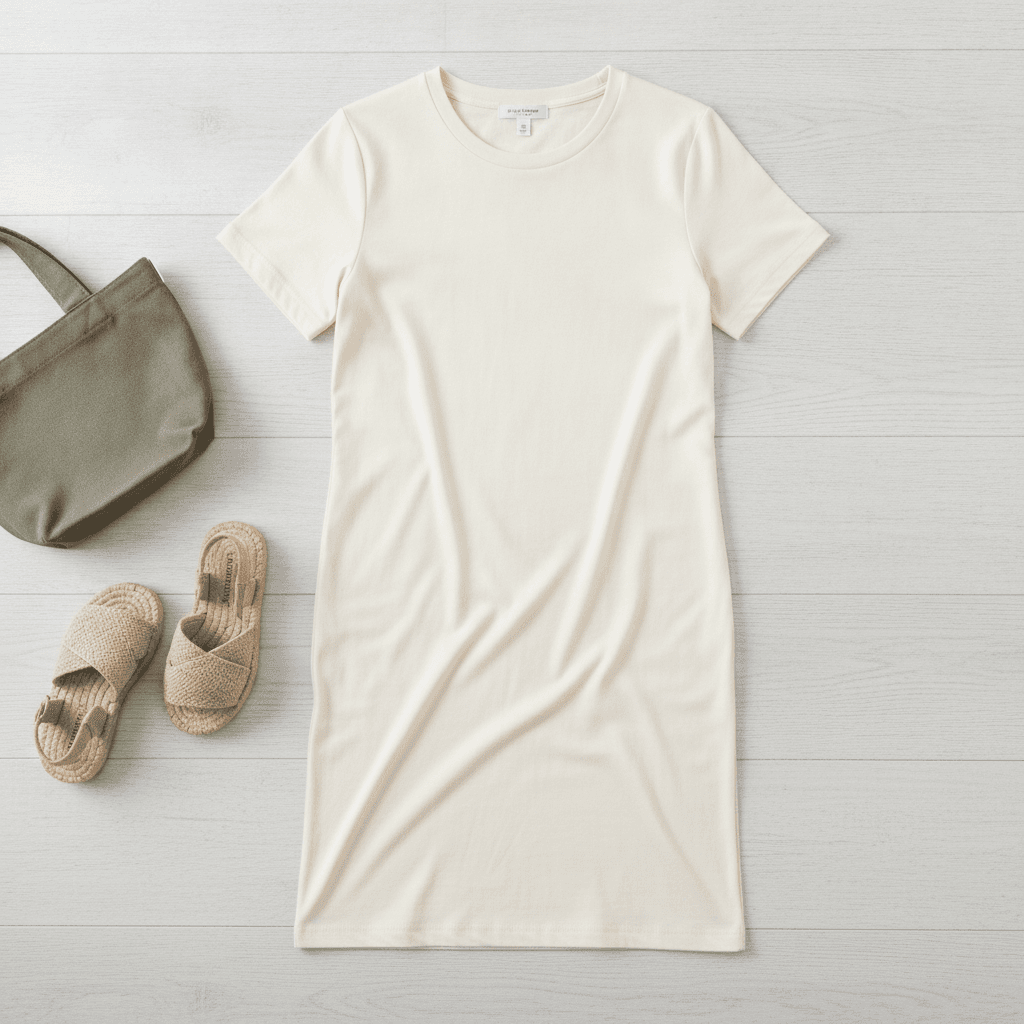 Robe T-shirt Décontractée - Écru