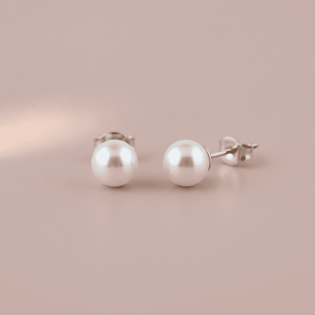 Boucles d'Oreilles Puces Perle - Blanc nacré