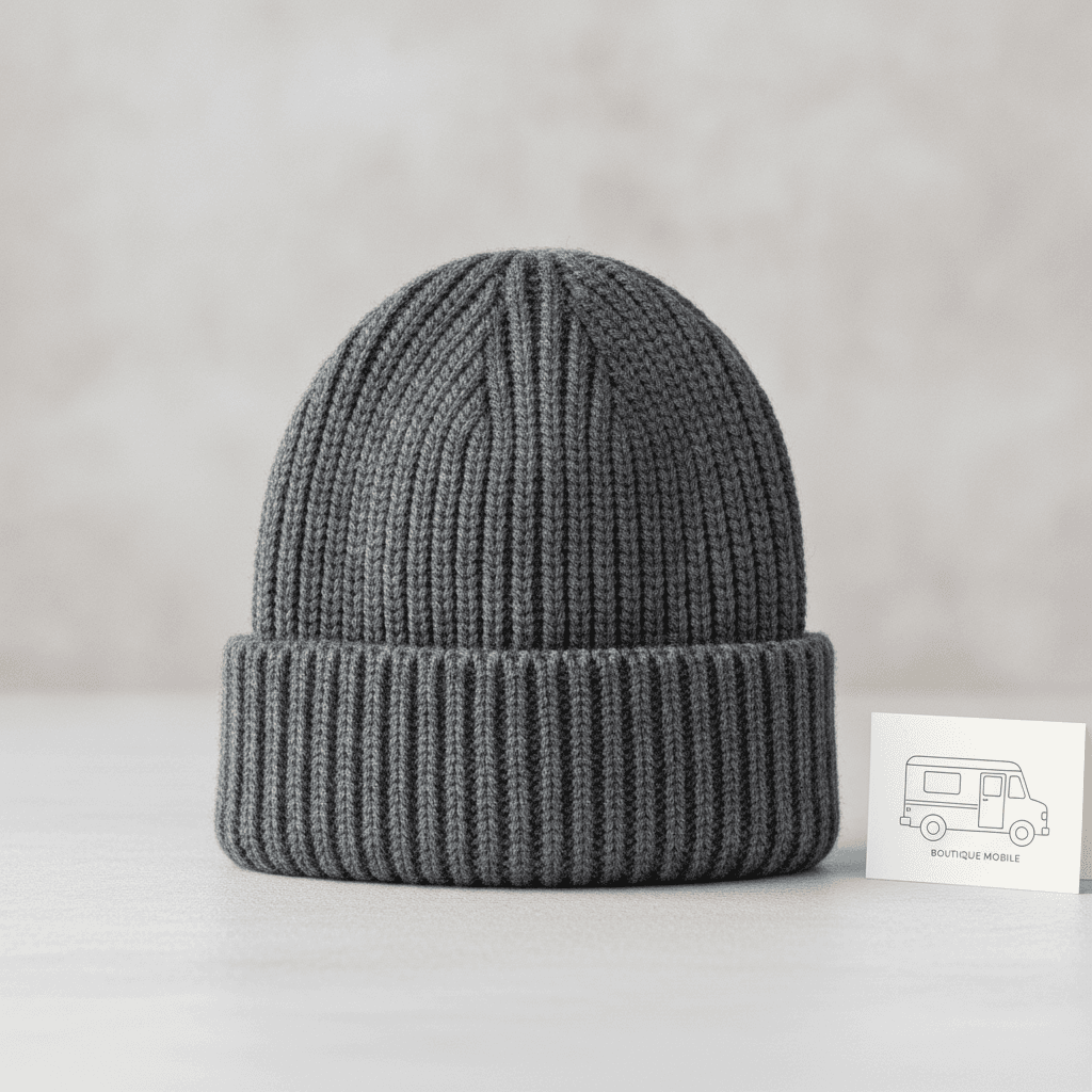 Bonnet en Maille Côtelée - Gris anthracite